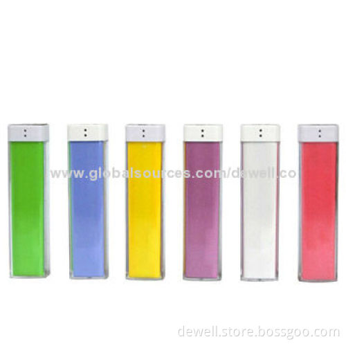 Multi-color Portable Mini Chargers for iPhone, iPad, Samsung, 2,600/2,200mAh, Plastic Case